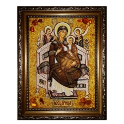 Янтарна ікона Пресвята Богородиця Всецариця 15x20 см - фото