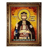 Янтарна ікона Святий благовірний князь Юрій 30x40 см