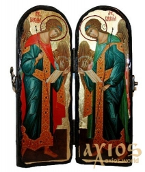 Ікона під старовину Святі Архангели Михаїл та Гавриїл Складення подвійний 10x30 см - фото