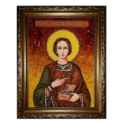 Янтарна ікона Святий великомученик і цілитель Пантелеймон 15x20 см - фото