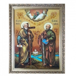 Янтарна ікона Святі Апостоли Петро і Павло 30x40 см - фото