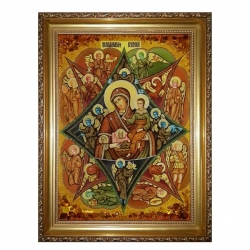 Янтарна ікона Пресвята Богородиця Неопалима Купина 15x20 см - фото