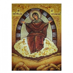 Янтарна ікона Пресвята Богородиця Спорительница хлібів 15x20 см - фото