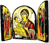 Ікона під старовину Пресвята Богородиця Троєручиця Складення потрійний 14x10 см
