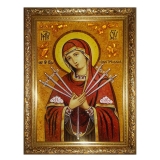 Янтарна ікона Пресвята Богородиця Семистрільна 60x80 см