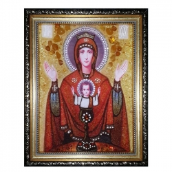 Янтарна ікона Пресвята Богородиця Невипивана Чаша 40x60 см - фото