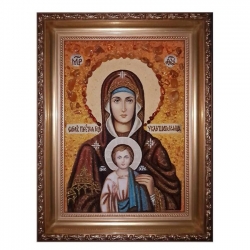 Янтарна ікона Пресвята Богородиця Услишательніца 80x120 см - фото