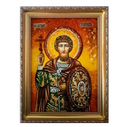 Янтарна ікона Святий мученик Андрій Стратилат 15x20 см - фото
