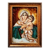 Янтарна ікона Пресвята Богородиця з Немовлям Христом 30x40 см