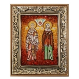 Янтарна ікона Святі Кипріян і Юстина 30x40 см