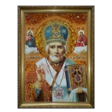 Янтарна ікона Святитель Миколай Чудотворець 40x60 см