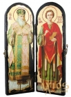 Ікона під старовину Святитель Лука Кримський і Святий цілитель Пантелеймон Складення подвійний 10x30 см