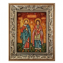 Янтарна ікона Святі мученики Сергій і Вакх 60x80 см - фото