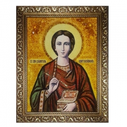 Янтарна ікона Святий великомученик і цілитель Пантелеймон 30x40 см - фото