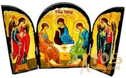 Ікона під старовину Свята Трійця преподобного Андрія Рубльова Складення потрійний 14x10 см - фото