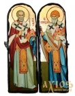 Ікона під старовину Святитель Святий Спиридон і Святитель Миколай Чудотворець Складення подвійний 10x30 см