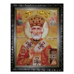 Янтарна ікона Святитель Миколай Чудотворець 30x40 см - фото