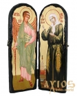 Ікона під старовину Свята блаженна Матрона Московська і Святий Ангел Хранитель Складення подвійний 10x30 см