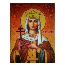 Янтарна ікона Свята мучениця Ірина 30x40 см - фото
