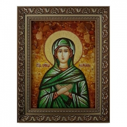 Янтарна ікона Свята праведна Марія 15x20 см - фото