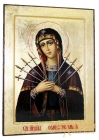 Икона Пресвятая Богородица Семистрельная Греческий стиль в позолоте  без шкатулки