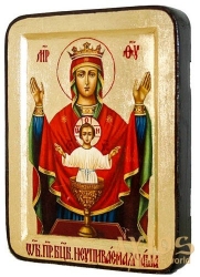 Икона Пресвятая Богородица Неупиваемая чаша Греческий стиль в позолоте  без шкатулки - фото