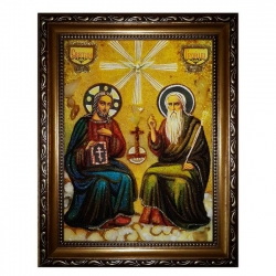 Янтарна ікона Свята Трійця 15x20 см - фото