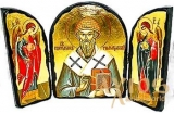 Ікона під старовину Святитель Святий Спиридон Складення потрійний 14x10 см