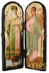 Ікона під старовину Святитель Лука Кримський і Святий Ангел Хранитель Складення подвійний 10x30 см - фото