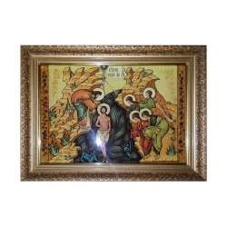 Янтарна ікона Хрещення Господа Ісуса Христа 60x80 см - фото