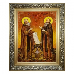 Янтарна ікона Преподобний Зосима і Саватій Соловецькі 60x80 см - фото