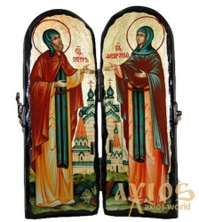 Ікона під старовину Святі благовірні Петро і Февронія Муромське Складення подвійний 10x30 см - фото