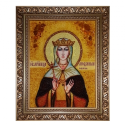 Янтарна ікона Свята Людмила Чеська 40x60 см - фото