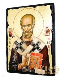 Икона под старину Святой Николай Чудотворец с позолотой 21x29 см - фото