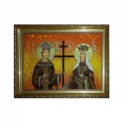 Янтарна ікона Святі рівноапостольні Костянтин і Олена 30x40 см - фото