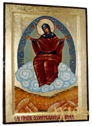 Икона Богоматерь Спорительница Хлебов в позолоте Греческий стиль - фото