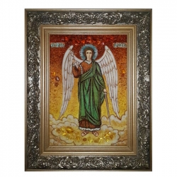 Янтарна ікона Святої Ангел-Хранитель з мечем 15x20 см - фото