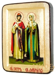 Икона Святые благоверные Петр и Феврония Муромские Греческий стиль в позолоте 30x40 см - фото