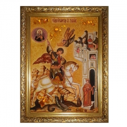 Янтарна ікона Святий великомученик Георгій Побідоносець 40x60 см - фото