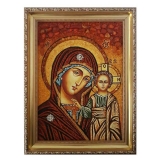 Янтарна ікона Пресвята Богородиця Казанська 15x20 см