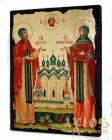 Икона под старину Святые благоверные Петр и Феврония Муромские с позолотой 17x23 см