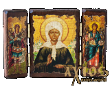 Ікона під старовину Свята блаженна Матрона Московська складень потрійний 14x10 см