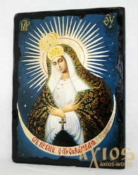 Икона под старину Пресвятая Богородица Остробрамская с позолотой 21x29 см - фото