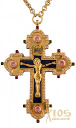 Хрест наперсний №1, камені, золочення, емаль, 85х120 - фото