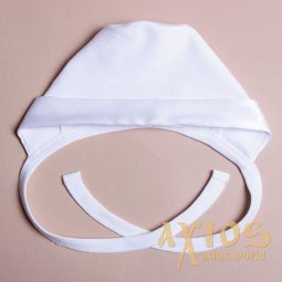 Шапка трикотажна з шовковим манжетом, білий колір (nb_010) - фото