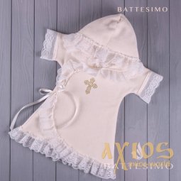 Сорочечка хрестильна Батессімо молочна 77025 - фото