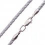 Шовковий сірий шнурок з гладкою срібною застібкою (3 мм), срібло 925, шовк, О 18404