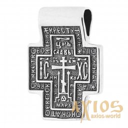 Натільний хрестик «Господь Вседержитель. Ікона Божої Матері», срібло 925 ° з чорнінням, 30х25 мм, О 13324 - фото