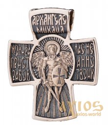 Натільний хрестик «Архангел Михаїл», золото 585 °, з чорнінням 35х30 мм, О п02684 - фото