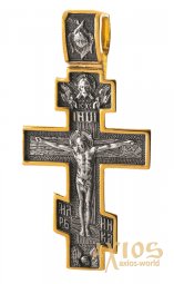 Натільний хрестик «Розп'яття. Ангел Хранитель» срібло 925 °, з позолотою і чорнінням 50х30 мм, О 132499 - фото